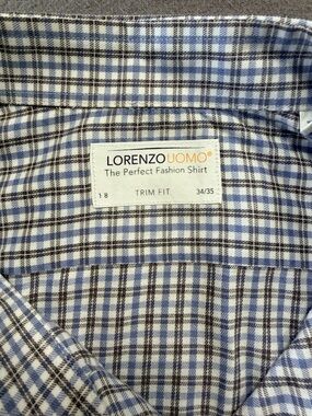 Lorenzo Uomo Blue and White Check Trim Fit Shirt